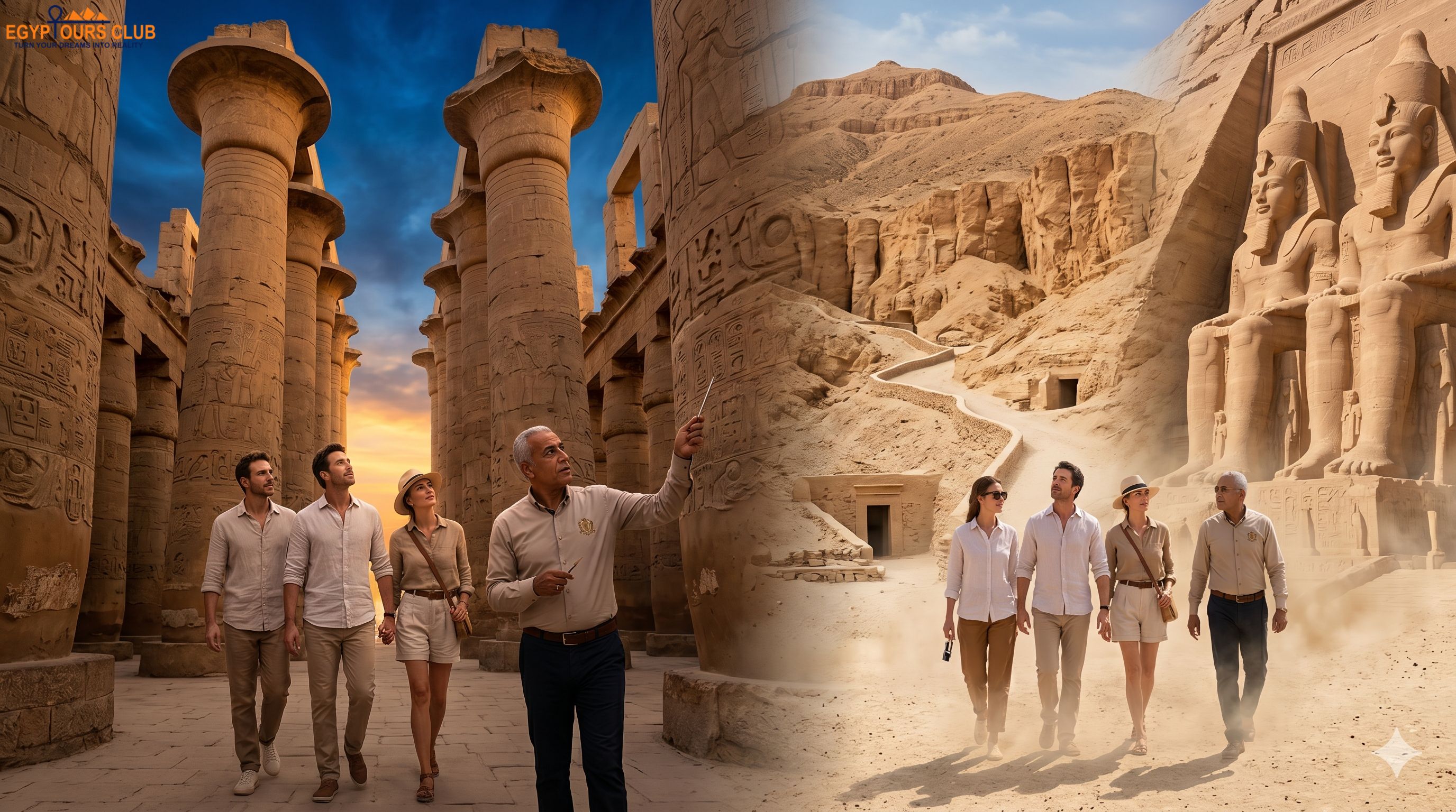 Travelers on a guided Luxor shore excursion from Safaga Port visiting temples and royal tombs