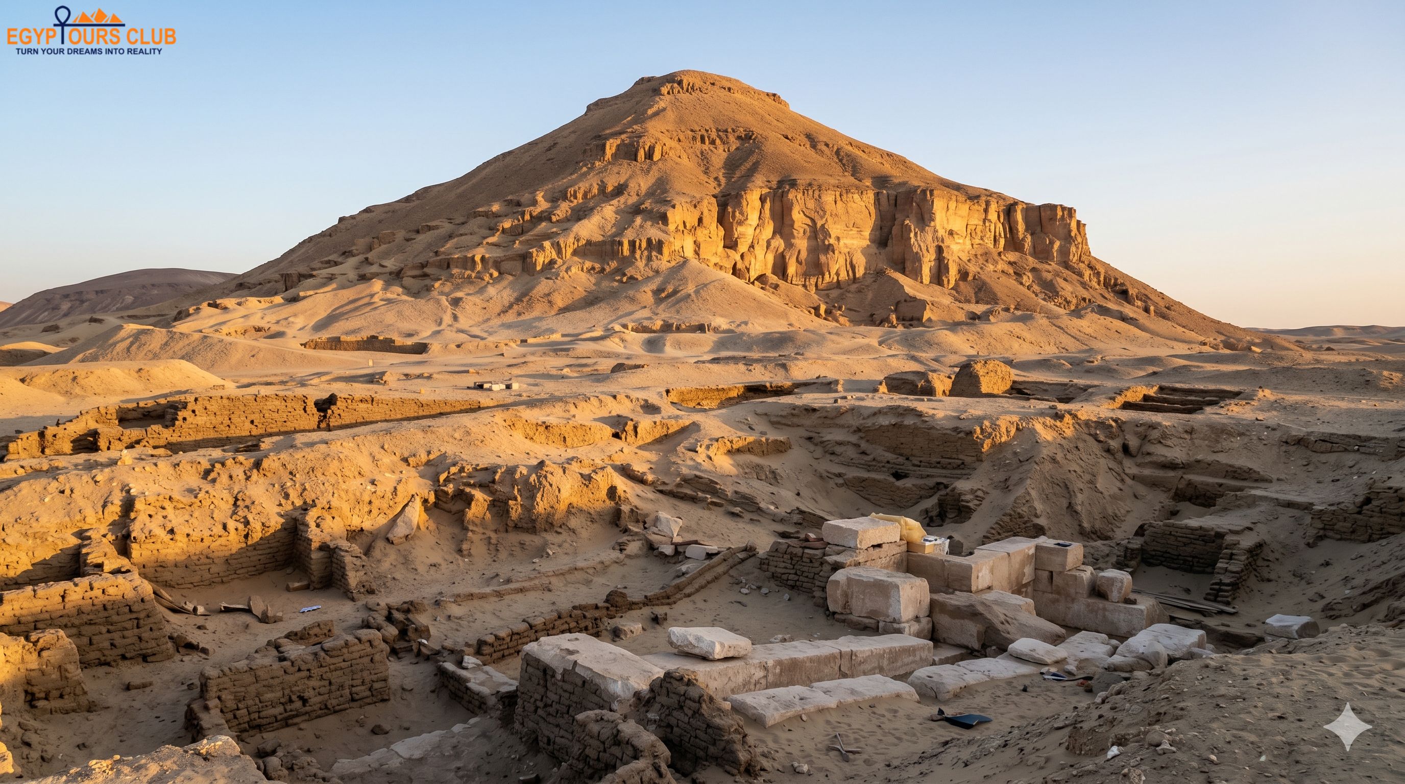 Anubis Mountain above the Senusret III tomb area in South Abydos,