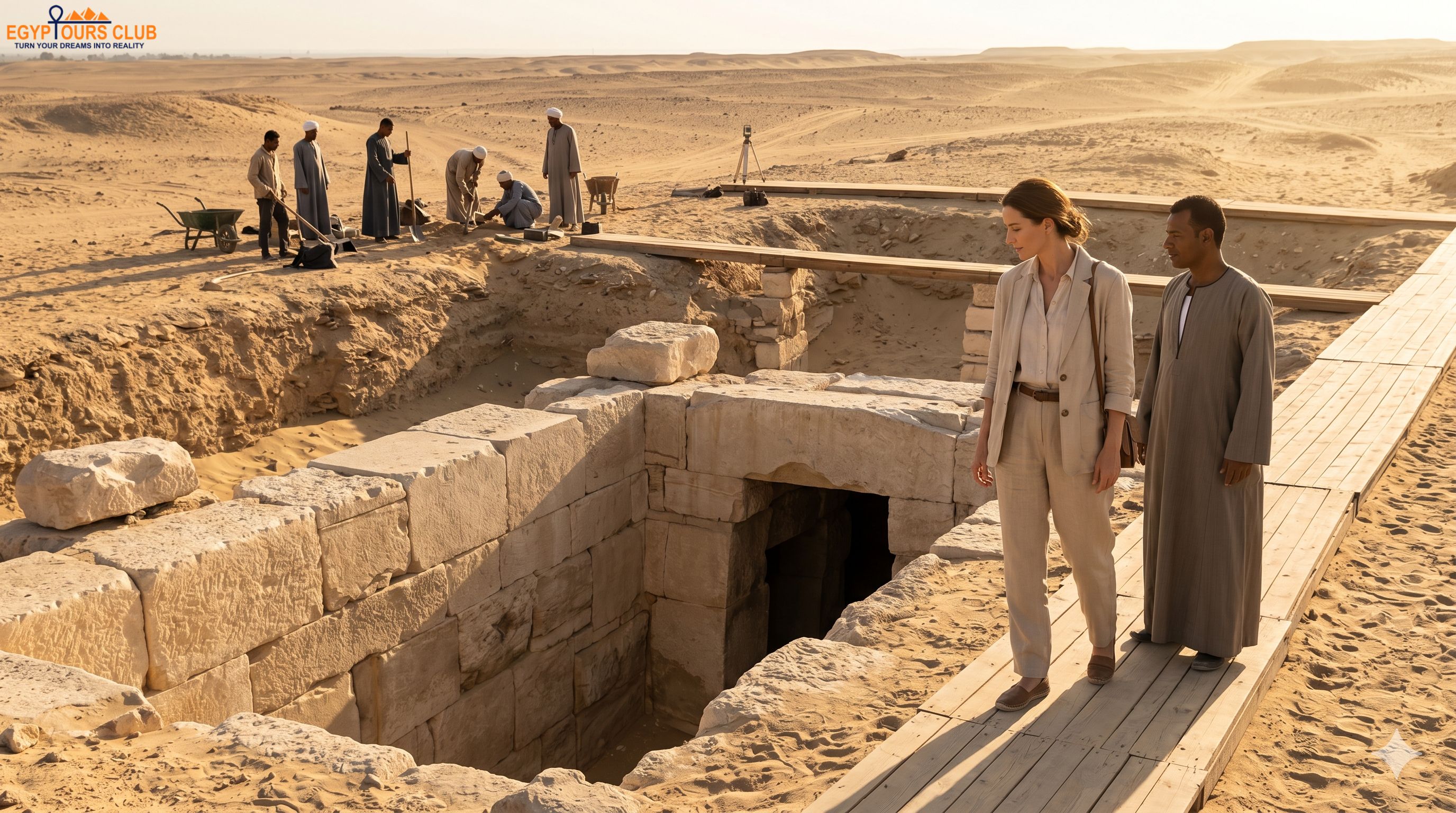 A cultural traveler exploring the Senusret III tomb area in Abydos as part of a private archaeology tour in Egypt